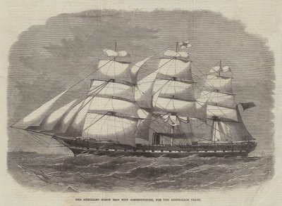 El Barco de Hierro con Hélice Auxiliar Somersetshire, para el Comercio Australiano de Edwin Weedon